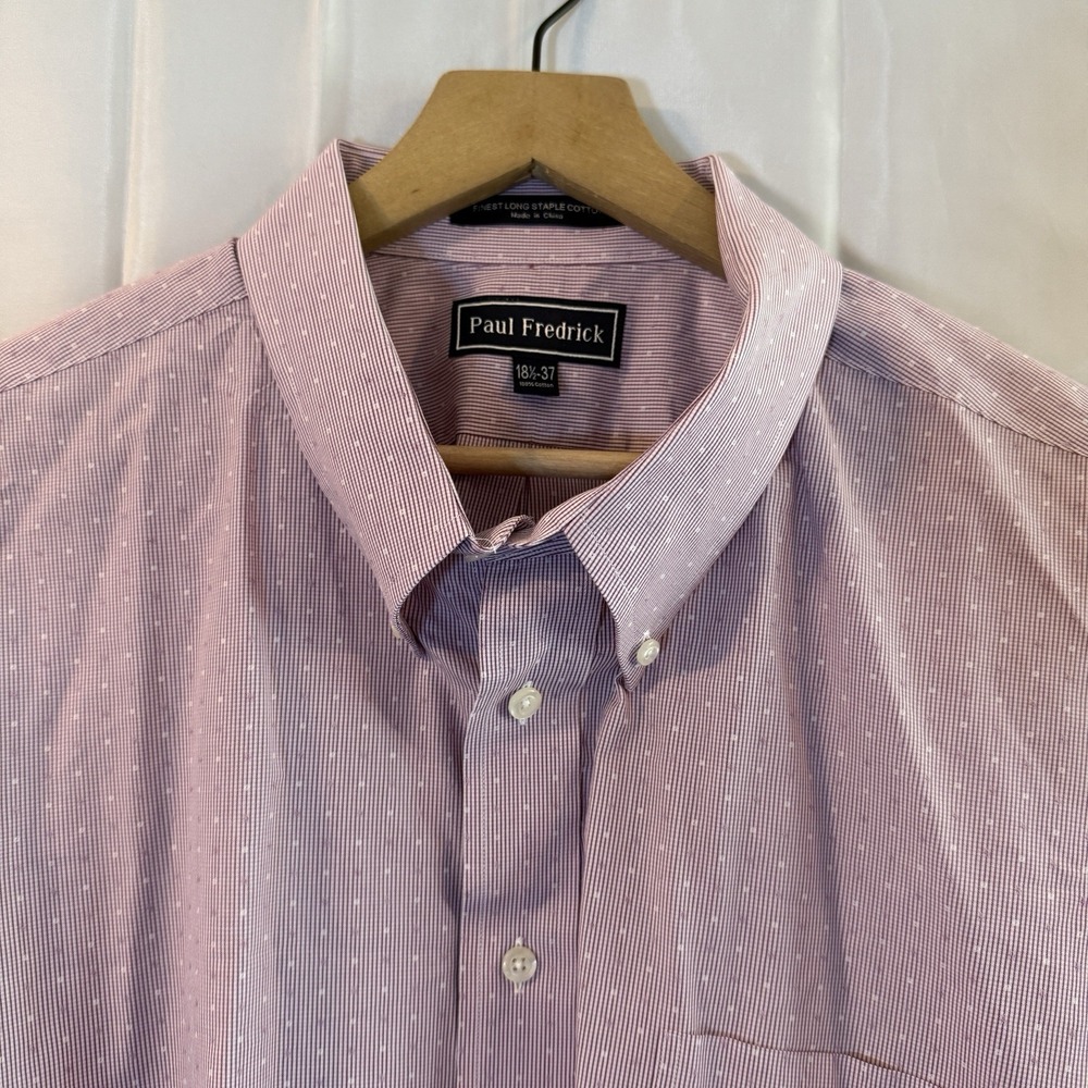 PAUL FREDERICK Mens 18.5 / 37 Classic Fit Purple Button SHIRT Long Staple Cotton